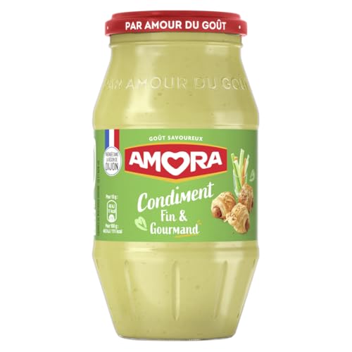 AMORA - Moutarde Condiment - Fine, Gourmande et Riche en Goût - Bocal de 430g
