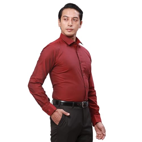 Image of Park Avenue Men's Solid Pattern Slim Fit Cotton Blend Full Sleeve Semi Cut Away Collar Formal Shirt
