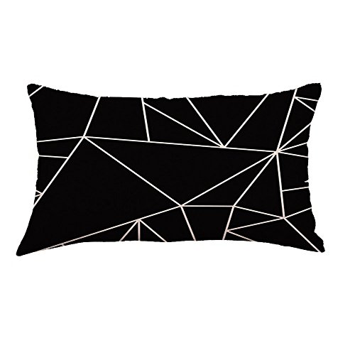 Loolik Fundas de Cojines,Estilo Negro Patrón Geométrico de Algodón y Lino Throw Pillow Case Funda de Almohada para Cojín 30 x 50 CM (D)