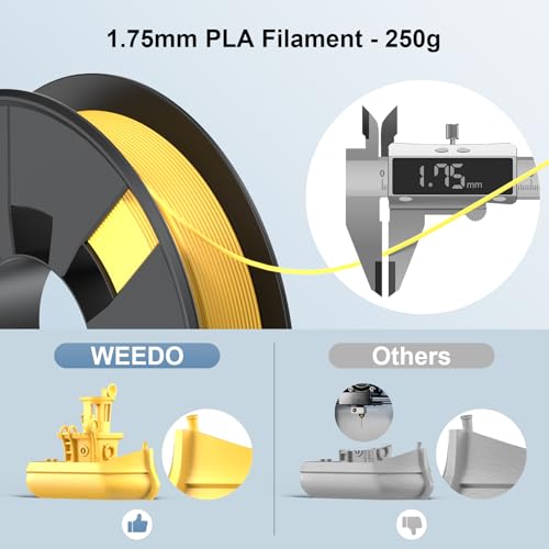 Image of High Speed PLA Filament 1.75mm for 3D Printer, 250g 3D Printer Filament, Dimensional Accuracy ±0.02mm, Clog-Free, Smoothly Feeding, Tangle-Free (Yellow)