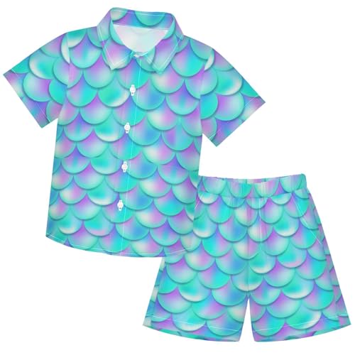 Image of visesunny Boy's 2 Pieces Shirt and Short Set Casual Shirts Short Sleeve Beach Shorts Summer Outfits for 3-10 Years Kids