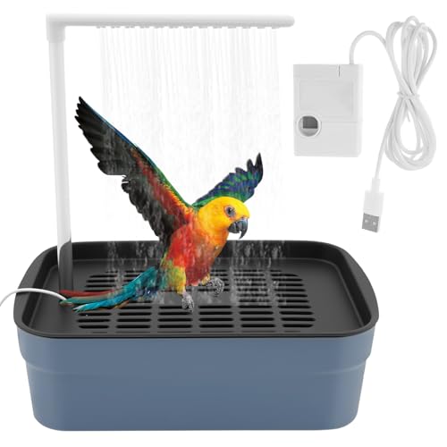 Eyoulife Bañera automática para Loros con automático de circulación de Agua, Periquito de Ducha para periquitos, bañera fácil de Montar, Ducha de pájaros para Loros