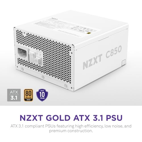 Image of NZXT C850 Gold ATX 3.1 - Fully Modular Low-Noise PC Gaming Power Supply - 850 Watts - 80 Plus Gold - 12V-2x6 Connector - Zero Fan Mode - 100% Japanese Capacitors - White