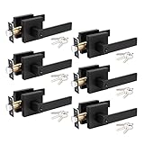 KNOBWELL 6 Pack Matte Black Heavy Duty Entry Door Handle Set Keyed Alike/Combo Keyed Entry Door Lock Set, Classic Door Handle with Lock, Left or Right Handing, 2.13 lb One Lever