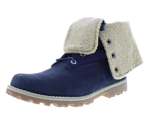 Timberland Youth Authentics 6 inch Shearling Navy Nubuck Boots 4 US