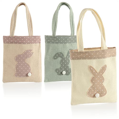 com-four® 3X Sac Cadeau pour Pâques - Sac avec Lapin de Pâques à Offrir - Joli Sac Cadeau avec Motif de Pâques (3 pièces - Sac - 3 Couleurs)
