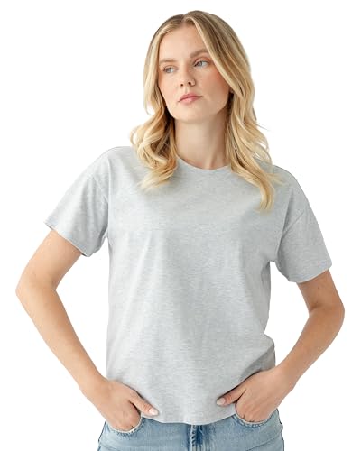 Cozy Earth - Womens All Day Tee - 100% Cotton T-Shirt - Relaxed Fit - Soft & Breathable Small Dove Grey Heather
