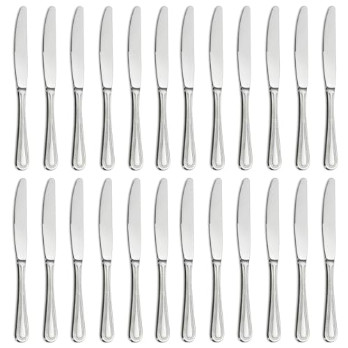 hunnycook Tafelmesser 24 Stück, Edelstahl MesserSet，8.8inch (22.6 cm) Messer Set/Buttermesser/Besteck Messer mit Perlenrand, Geeignet...