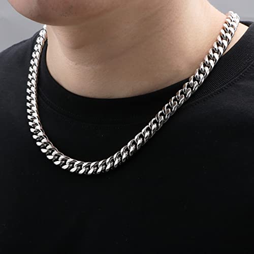 Birthday Gifts For Men Silver Necklace For Men Cuban Link Chain Hip Hop Mens Necklace Unique Delicate Anniversary Valentine's Day Gifts For Boyfriend From Girlfriend Stainless Steel 18 Inch Chain #TOP2