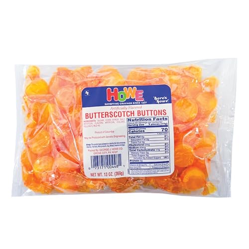 Howe Butterscotch Buttons, Hard Candy, 13 oz Bag