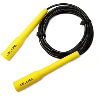 De Jure Fitness Adjustable Speed Skipping Rope, Slim Ball Pencil Design | Weight Loss Jump Rope for Home Gym & Cardio Workout, 275cm, Yellow