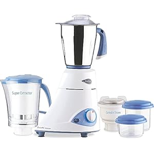 Preethi Blue Leaf Platinum 3-Jar Mixer Grinder, 550-Watt, Stainless Steel