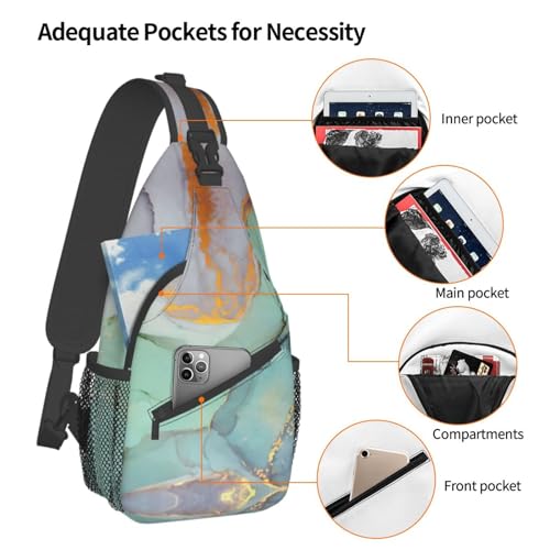 WURTON Colourful Marble Sling Bag Crossbody Backpack Sling Backpack Shoulder Bag For Women Men Cycling Hiking Travel4