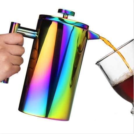 French Press Coffee Maker - Large 34 Oz Stainless-Steel French Press Coffee Maker | Colorful Rainbow Double Walled French Coffee Press & Tea Makers | Bonus Coffee Scoop & 2 Filters