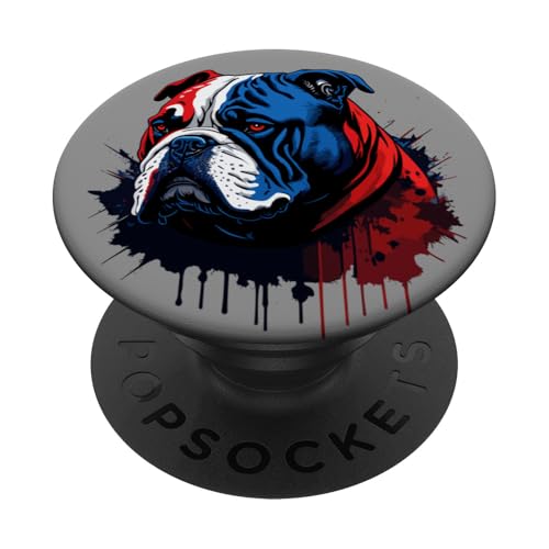 UK British Bulldog Pintura Roja, Blanco y Azul Splash Union Jack PopSockets PopGrip Adhesivo