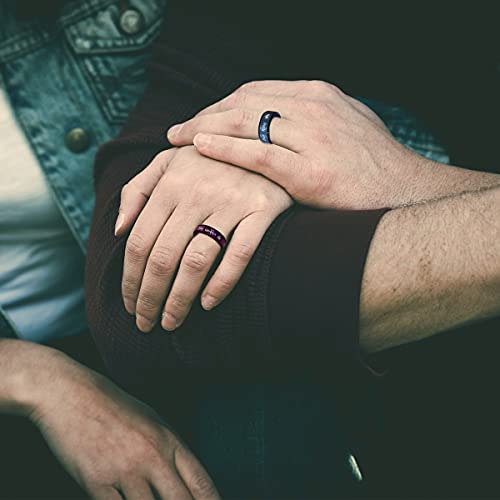 Image of Fashion 2-Tones Her King Ring, Black Blue, Matching Couples Wedding Band Engagement, Lovers Valentines Jewelry Gifts Y1314-2D (size 7)