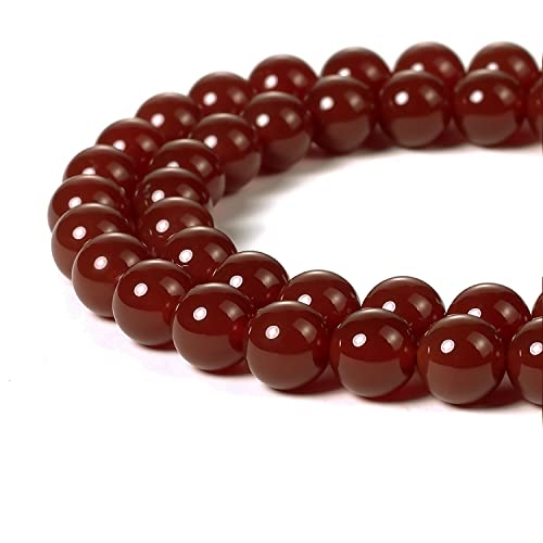 Image of BEADNOVA 8mm Natural Red Agate Gemstone Round Loose Beads for Jewelry Making (45-48pcs)