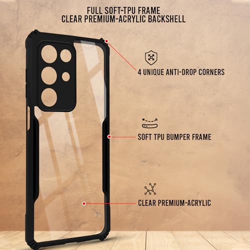 Image of Jkobi Hybrid Back Cover Case for Realme 15X (Shockproof with Polycarbonate Clear Panel | Professional Black)