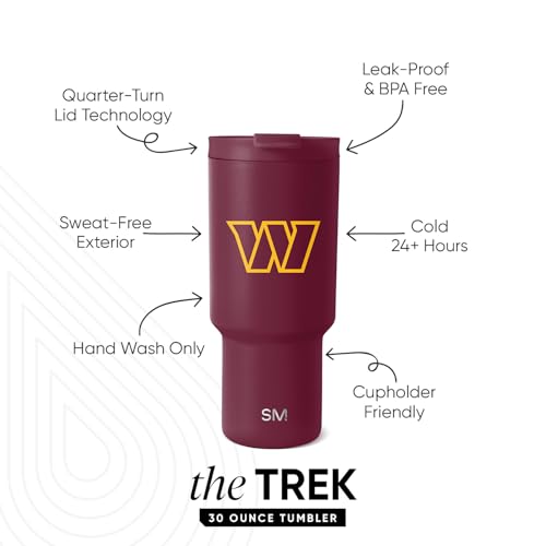 Image of Simple Modern Officially Licensed NFL 30oz Tumbler with Flip Lid and Straws | Football Insulated Stainless Steel Cup | Gifts for Men Women | Trek Collection