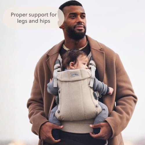 Image of BabyBjorn Baby Carrier Harmony, Woven melange, Light Beige | 3-in-1 Ergonomic Baby Carrier; Newborn, Facing-in, Outward-Facing, and Back Carrying Positions Supported (7-40 lbs), Newborn to Toddler