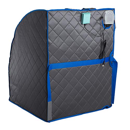 Durasage Personal Portable Infrared Sauna, Relaxation at Home, 30 Minute Timer, with Negative ION, Handheld Remote Control, Heated Footpad and Premium Chair, Large, Gray - Thumbnail 3