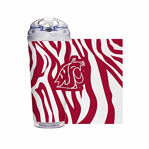 Image of Rico Industries NCAA Glitter 24oz Acrylic Glitter Tumbler with Hinged Lid, Officially Licensed Double Wall Tumbler with Straw