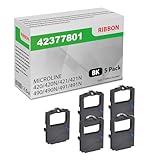 IGUGNIK 5 Pack 42377801 High Yield Black Ribbon Replacement for OKIdata Series Compatible for Microline 720 420 420N 421 421N 490 490N 491 491N Printer