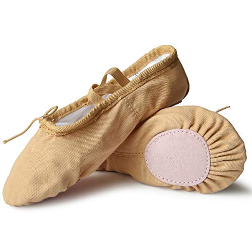 Nexete Women Canvas Ballet Dance Shoes Yoga Gymnastics Leather Split-Sole Slipper Flate Shoes for Women