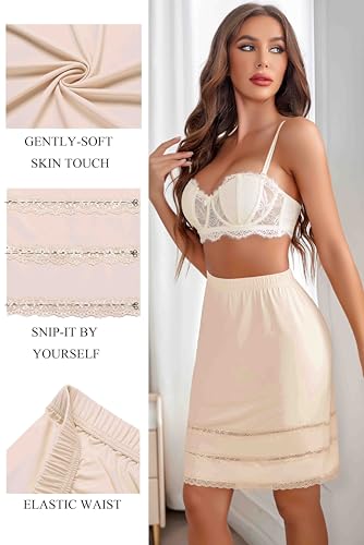 Image of Avidlove Half Slips for Women Underskirt Dress Extender Lace Trim Knee Length Short Skirt
