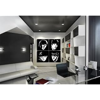 The Beatles Tableau sur toile – 4 photos de 50 x 50 cm – Poster sur châssis – Pop Art – Décoration murale – Étoiles de… - Les Beatles, Paul McCartney, John Lennon, RIngo Starr, George Harrison The Beatles Tableau sur toile – 4 photos de 50 x 50 cm – Poster sur châssis – Pop Art – Décoration murale – Étoiles de… – Image 2