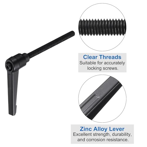 Image of uxcell 4pcs Lever Adjustable Handles M6 x 70mm Metric Male Thread with Nuts Washers, Level Clamping Handle Set Hand Stud Knobs Rotating Screw Handles Bolts with Locking Lever, Black