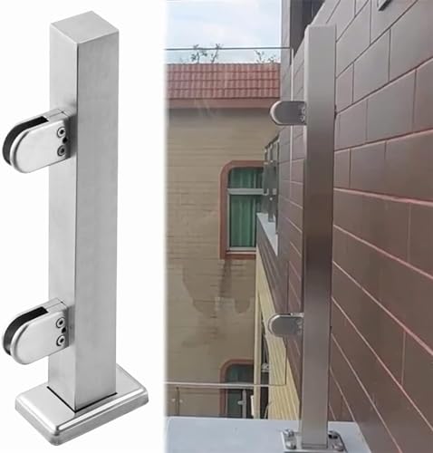 Kit de barandilla de vidrio con abrazadera vertical para paneles de balcón, terraza, patio, casa, 1 pieza (poste de terminal de 95 cm), duradero y fácil de instalar para mayor seguridad y estilo