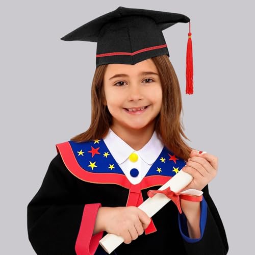 Image of Kindergarten 2025 Graduation Cap and Gown Tassel Sets with Charm 2PCS Graduations Stoles for Kids Grad Party Clothes