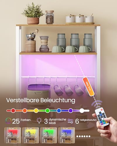 VASAGLE Küchenregal mit LED-Beleuchtung, Standregal mit Steckdosen – Ansicht 3