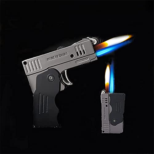 切り替え可能な（ソフト/ジェット火炎シガレットライター、クール）葉巻およびパイプライターブタン詰め替え、タバコベルトロック可能な機能、クールクリエイティブ懐中電灯ライター電子ライター金属重火変形黄金銃を（ブタン除く）折りたたみ式軽量のユニークなメンズギフト (Color : L2) (T1)