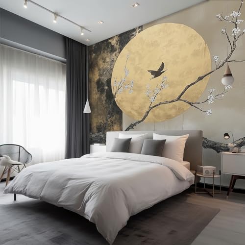 Générique Papier Peint Intissé Oiseaux Japonais 400 x 280 cm Papier Peint Panoramique Grandes...