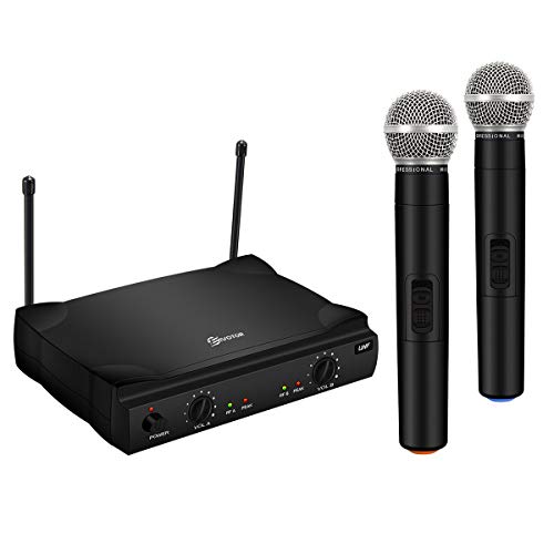 UHF Wireless Microphone System, EIVOTOR Dual Channel Handheld Wireless Microphone with Professional Karaoke