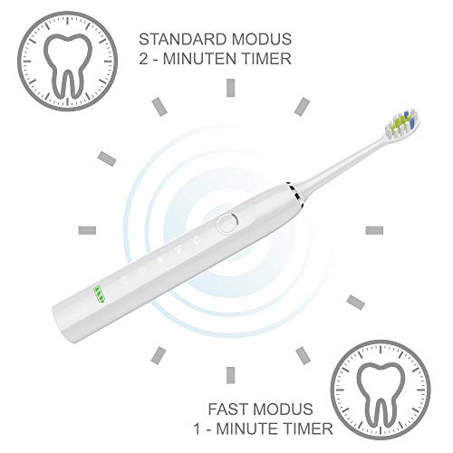 @tec Schallzahnbürste, Elektrische Zahnbürste ultraleicht mit Clean-Flow-Technologie, 5 Reinigungsmodi 38.000 Schwingungen/min, bis zu 100 Tage Akkulaufzeit, IPX7 wasserdicht, USB wiederaufladbar, – Bild 6
