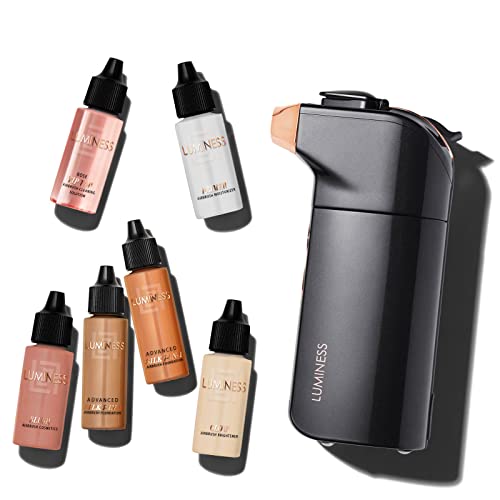 Luminess Breeze Duo Airbrush Makeup System, Tan Coverage – 9-Piece Kit Includes 2X Silk Airbrush Foundation, Apricot Shade Blush, Glow Highlighter, Moisturizer Primer, And Airbrush Cleaning Solution #TOP15
