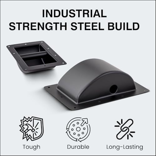 Image of PENN ELCOM Recessed Steel Bar Speaker Cabinet Handle (22 * 16.2 * 22) High-Strength - Precision Drill Holes - Ideal for Upgrading or Replacing Damaged Handles on Large Boxes | Black