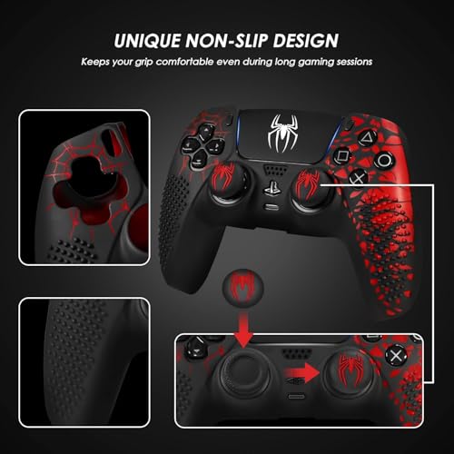 Image of Meyaar Anti-Slip PS5 Controller Skin, PS 5 Controller Accessories, Non-Slip Silicone PS 5 Cover Thumb Grip Gaps, Touch Pad Sticker and Cover Wrap Stickers (Pack of 1)