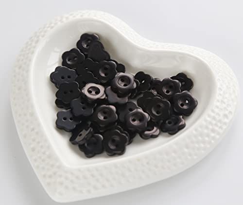 Ganssia 1/2 Inch (12.5Mm) Flower Shape Buttons For Sewing Shirts Black Resin Buttons For Diy Crafts Projects Scrapbooking Pack Of 150 Pcs #TOP2