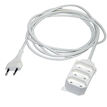 Extension Cable 1 Gang 3 Way Power Cable Euro Plug