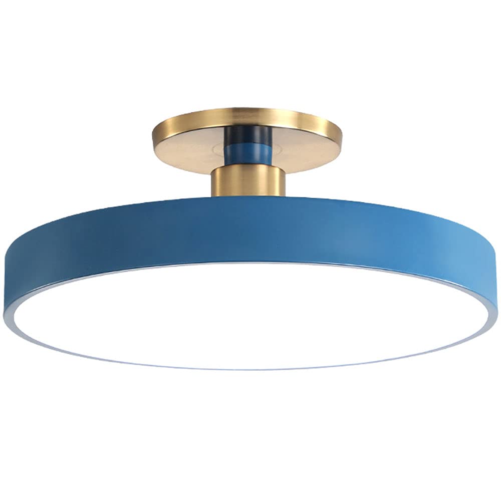XIAOYINGU Modern Semi Flush Mount Ceiling Lights, Blue Ceiling Lamp For Closets, Brightness Adjustable LED Chandelier Ceiling Fixture Close To Ceiling Lights For Bedroom Kitchen Living Lighting