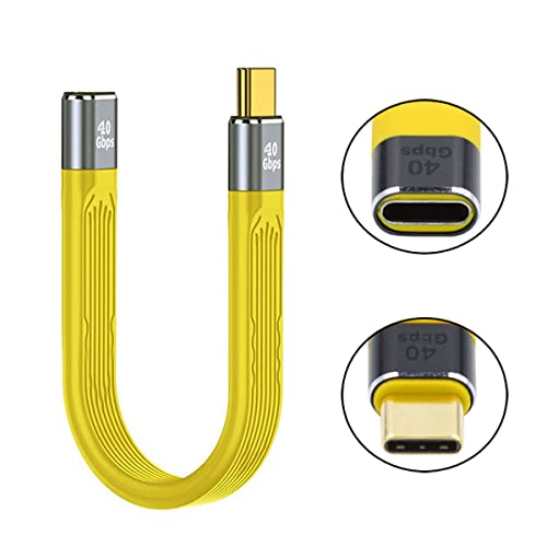 CY USB4 Male to Female Extension Cable 13cm USB4.0 Slim Flat Male toF 40Gbps with 100W Charging and 8K@60Hz Compatible with iPhone 15 Laptop Phone - Image 3