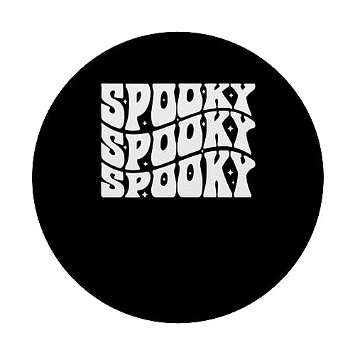 Spooky Spooky Halloween Creepy Ghostly Design PopSockets Swappable PopGrip, Black - Image 3