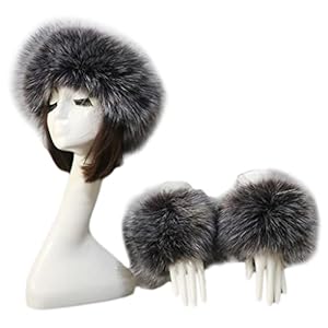 OKwife 3 Stks Winter Warming Supplies Emulational Fox Bont Hoed met Pols Mouw voor Vrouwen Elegant Warmer Kostuum