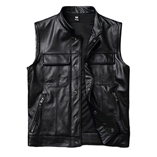 Veste sans manches en cuir pour virées à moto et sorties urbaines homme XXL