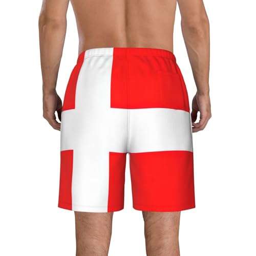 Denmark Danish Flag Print Men's Hawaiian Shorts Beach Shorts Quick Dry Fun Swim Trunks Lining Bathing Suits3