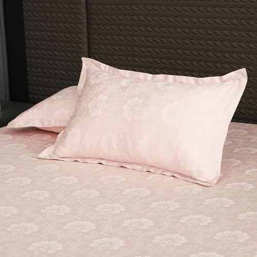Image of Story@Home Long Staple Egyptian 100% Cotton Compact Yarn Bedsheet King Size with 2 Pillow Covers, 500TC Premium Bedsheets, Home Decor, Ultimate Comfort, 270 cm x 270 cm, Floral Printed -Pink
